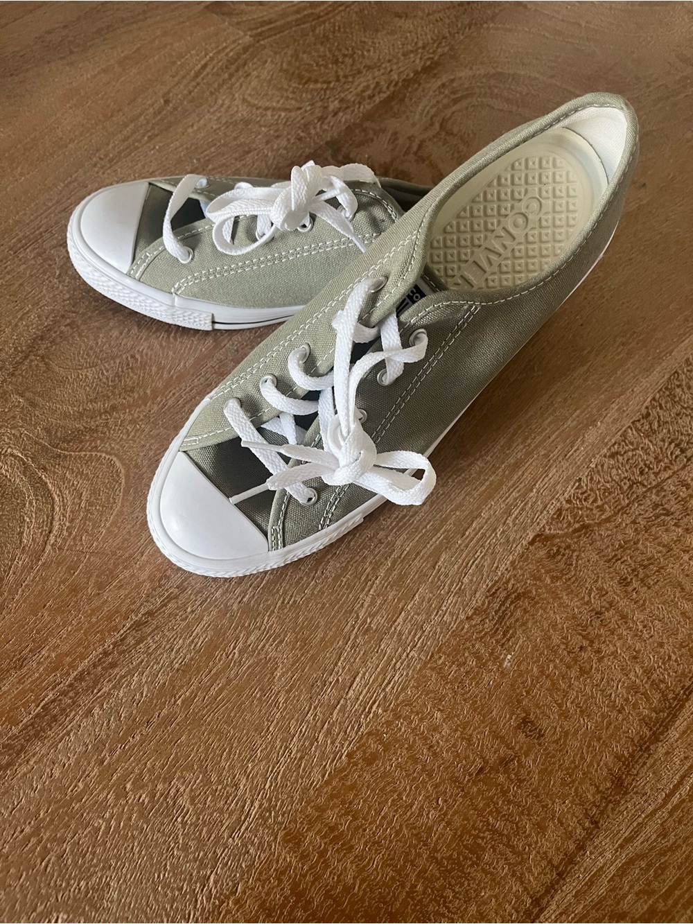Converse Low Top Sneakers in Olive Green and White - Picture 2 of 3